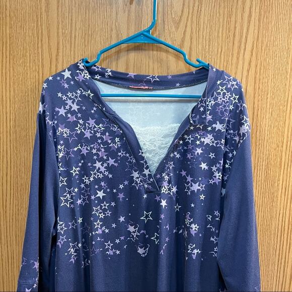 Simply Aster Purple Starstruck Tunic Top Women's Plus Size 1X Lace Neckline - Picture 4 of 10
